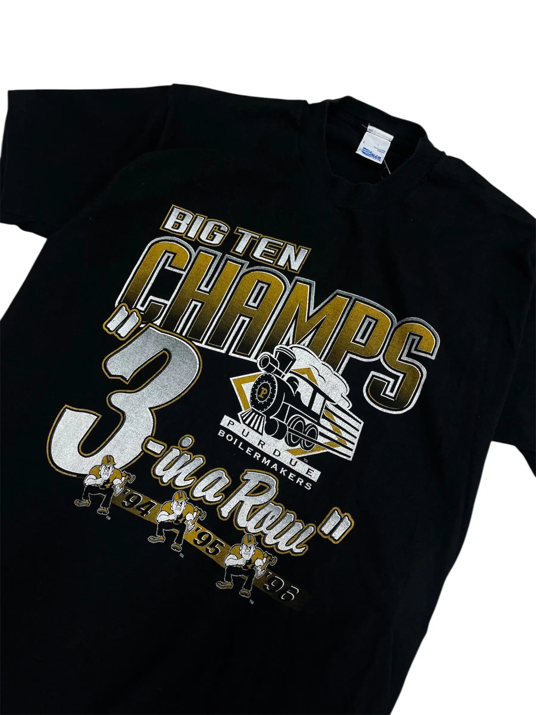 1996 Purdue Big Ten Champs Graphic Basketball Tshirt - L Hammered Threads