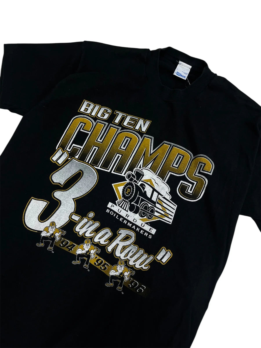 1996 Purdue Big Ten Champs Graphic Basketball Tshirt - L Hammered Threads