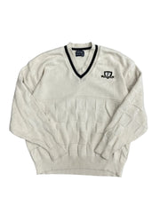 Vintage 90s Purdue Embroidered Cable Knit Sweater - L Hammered Threads