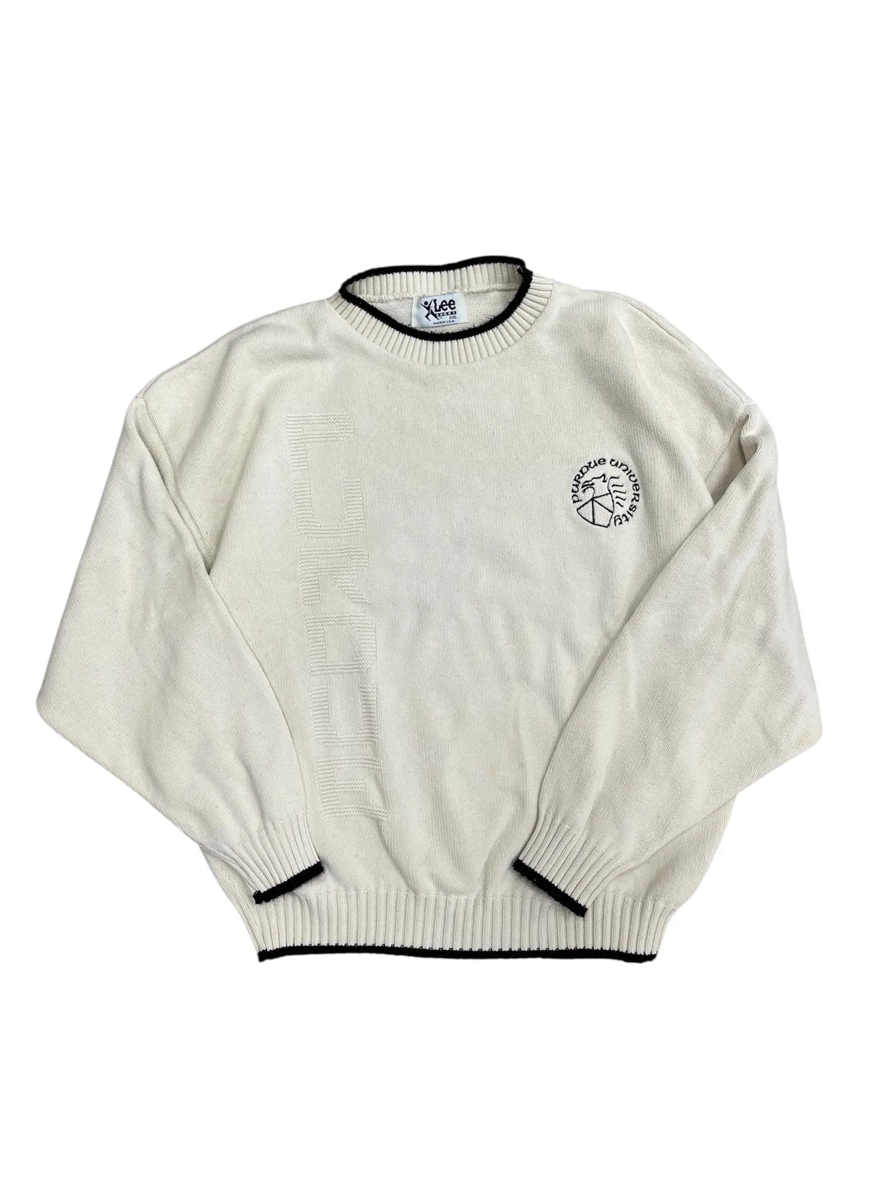 Vintage 90s Purdue Embroidered Cable Knit Sweater - xl Hammered Threads