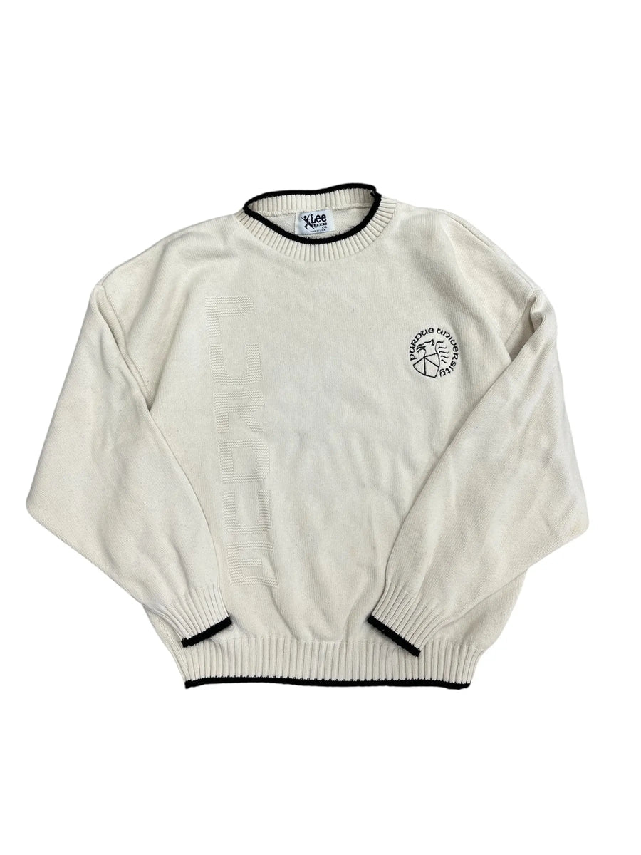 Vintage 90s Purdue Embroidered Cable Knit Sweater - xl Hammered Threads
