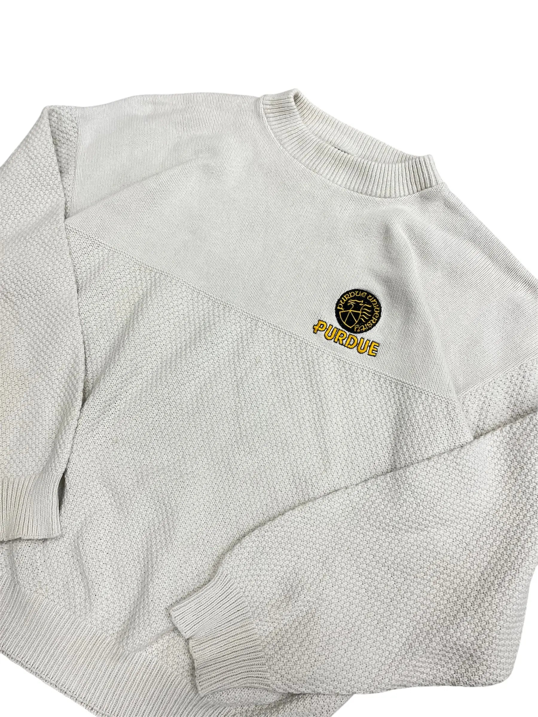 Vintage 90s Purdue Embroidered Cable Knit Sweater - xl Hammered Threads