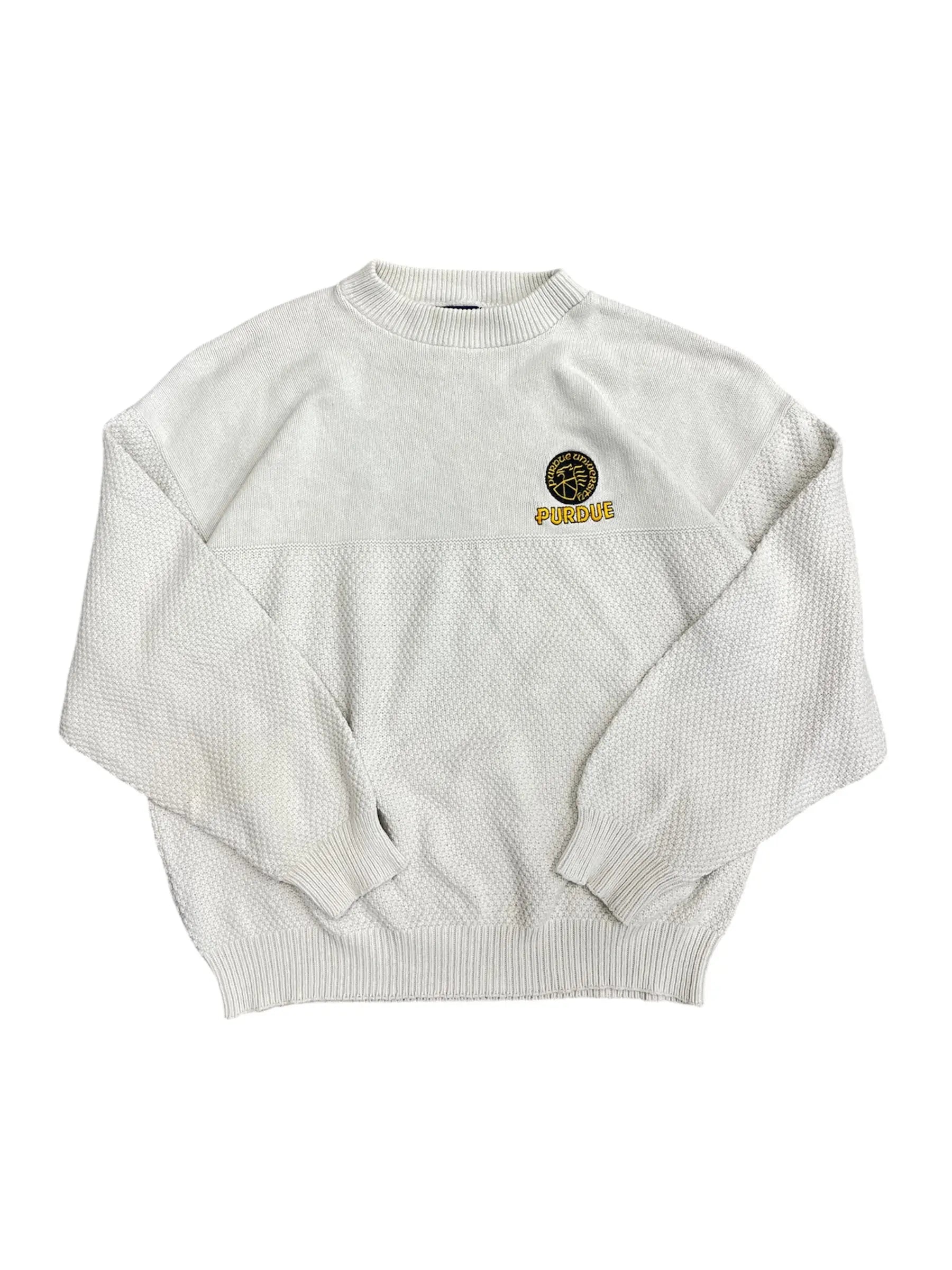 Vintage 90s Purdue Embroidered Cable Knit Sweater - xl Hammered Threads