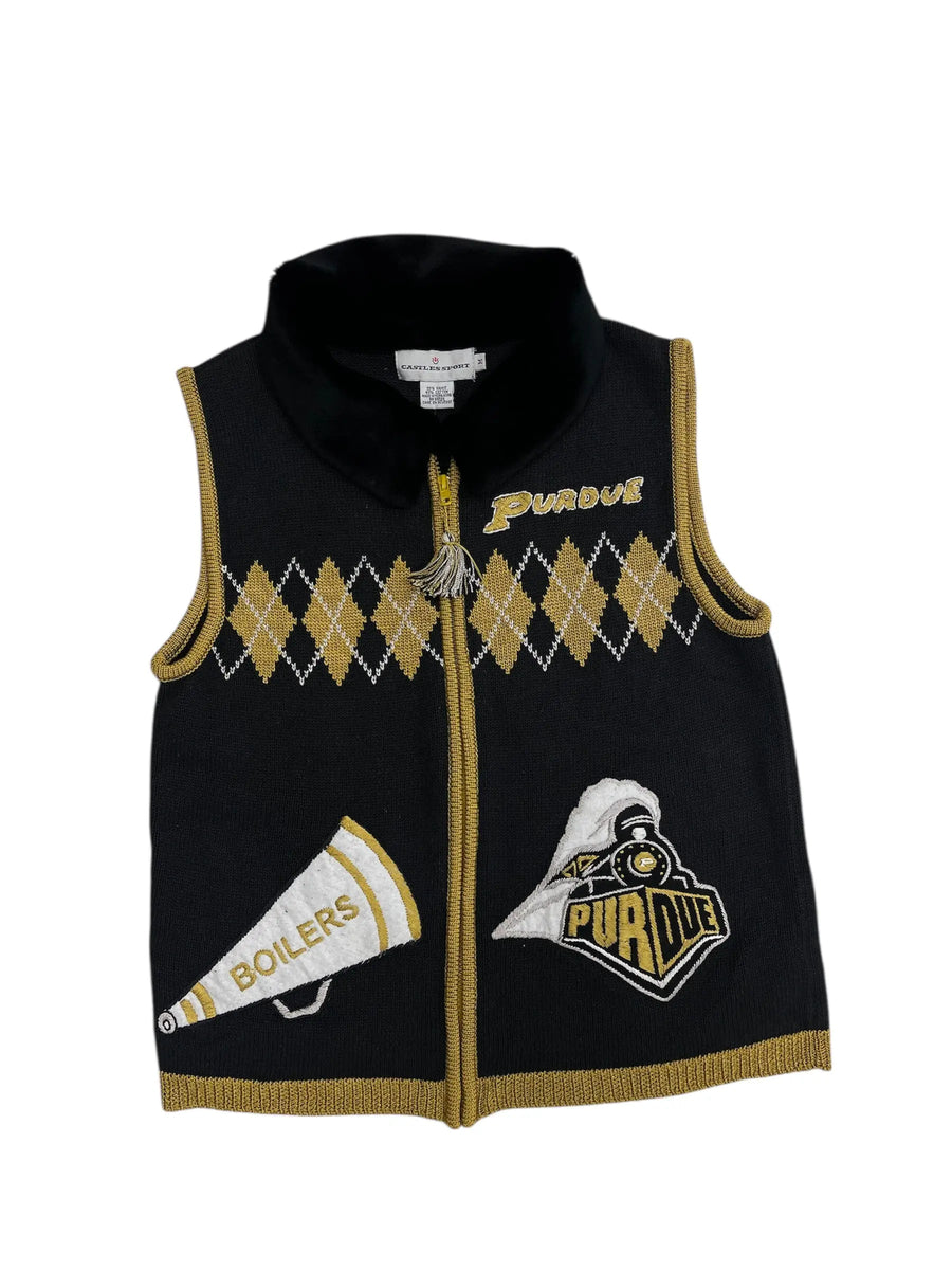 Vintage 90s Purdue Embroidered Sweater Vest - M Hammered Threads